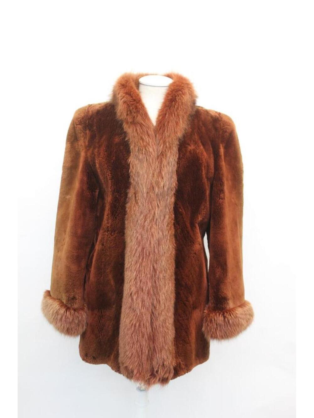 Excellent Copper Brown Sheared Beaver Fur Coat Jacket Women Woman Size 6 Small
